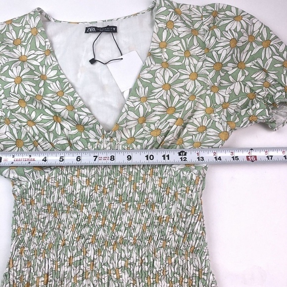 ZARA Smocked floral Mini Dress M cottagecore coquette - Picture 6 of 13